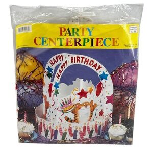 Vintage Party Centerpiece Cat Happy Birthday